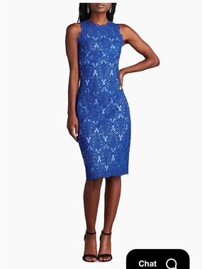 Tadashi Shoji Blue Corded Lace Sheath Dress Size 16